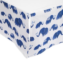 Little Unicorn Percale Crib Skirt – 52” x 28” x 12” – 100% Cotton Percale - Machine Washable – Lightweight – Playful Designs – 4 Sided Double Layered Panel - for Boys & Girls (Indie Elephant)