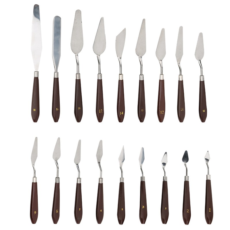 18Pcs Paint Scraper Knife Exquisite Plastic Handle Oil Painting Tool