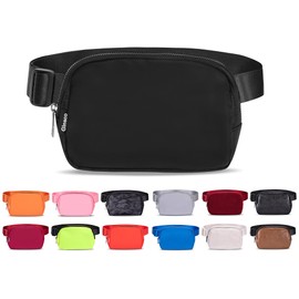 Belt Bag for Women Men Fanny Pack Dupes, Ginsco Waterproof Crossbody Bag for Women Men with Adjustable Strap, Unisex Mini Lightweight Everywhere Waist Pouch Fits Hiking Running Travel Black/Gray Zipper M125