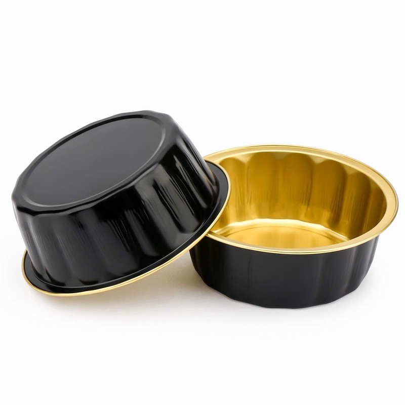 Beasea Disposable Ramekins with Lids, 8 oz 50 Pack Black