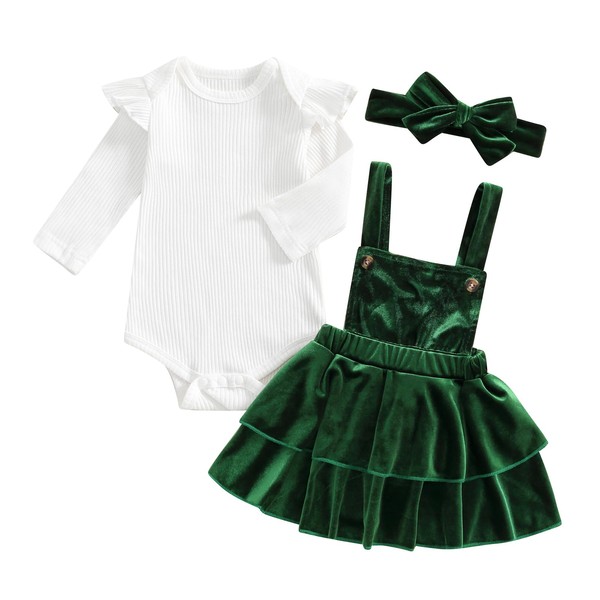Loalirando Newborn Baby Girl Christmas/Valentine's Day Suspender Skirt Set Knit