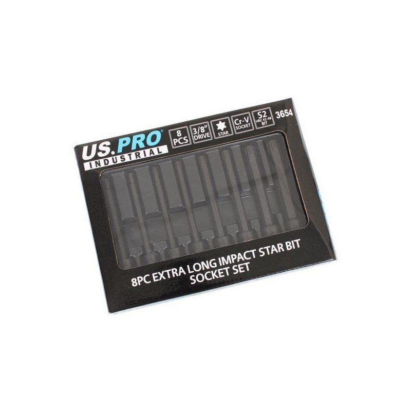 US PRO Industrial 8pc 3/8" DR Extra Long Impact Star
