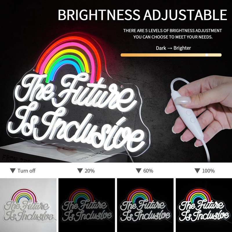 Virlusy The Future Is Inclusive Neon Sign for Wall Decor