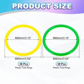 PATIKIL Plastic Toss Ring 3.15 Inch, 60 Pack Sports Rings Toss Game Speed and Agility Practice Rings for Carnival Outdoor Games Supplies Bean Bag Throwing Yard Games, Yellow/Green