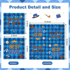Happy Father's Day Paper Napkin, 80PCS Father's Day Napkins Disposable Luncheon, Best Dad Party Supplies Birthday Decorations, Dad Paper Napkin for Best Father Party Decorations Supplies