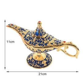 Vintage Aladdin Magic Genie Lamps Classic Collectable Light Lamp for Home Table (Large Dark Blue)