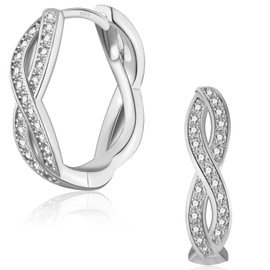 CERSLIMO Earrings Infinity Sign Silver Gold Infinity Hoop Earrings Silver 925 Gold-Plated 12 mm AAA Zirconia Infinity Silver Earrings Jewellery Infinity Gifts, Cubic Zirconia