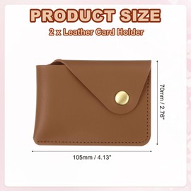 PATIKIL Slim Leather Card Holder with Snap Closure, 2 Pcs Leather Front Pocket Wallet Card Case Holder for Cash Coin Men and Women Business Office, Brown