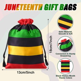 Bulyoou 24 Pcs Black History Month Party Favor Black History Month Gifts Bags Reusable Drawstring Bags Reggae Party Supplies for African American Freedom Day Juneteenth(Red, Black, Yellow, Green)