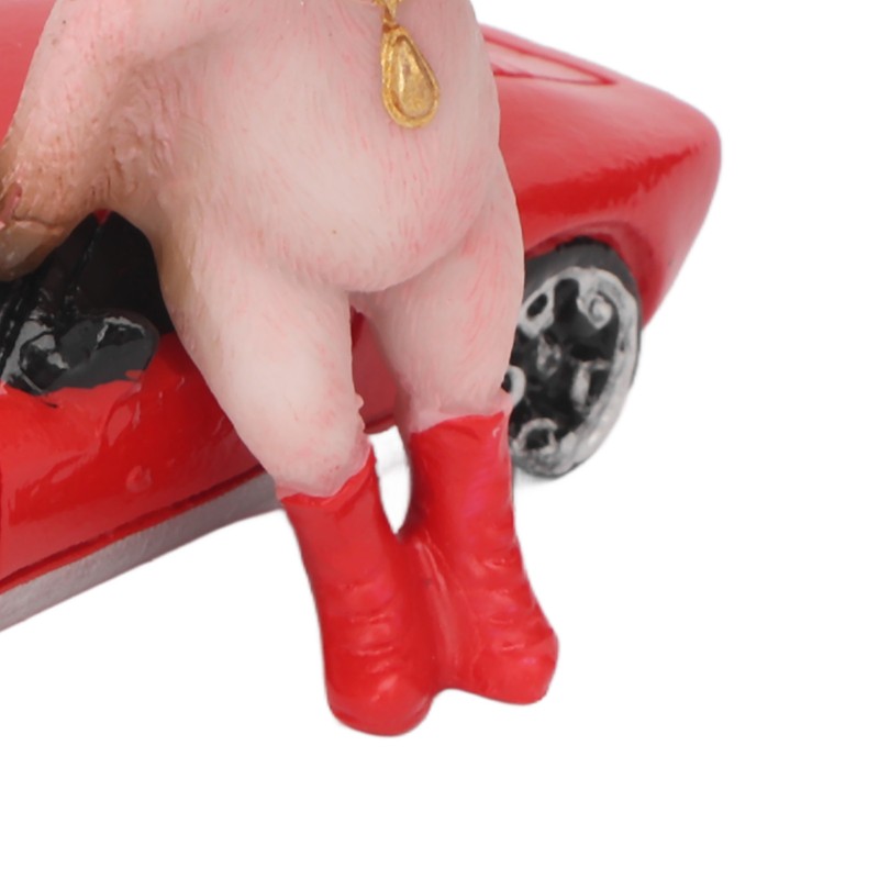 Pig Statue UV Resistant Coating Handcraft Resin Pig Figurine Red