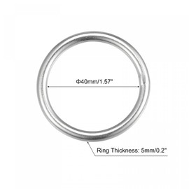 sourcing map 316 Stainless Steel Round Ring Welded O-Rings 30mm(1.18") ID 4mm Thick 6pcs