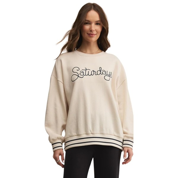 Z SUPPLY Women's Oversized Saturdays Sweatshirt, Crew Neck, Crystal (US,