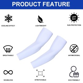 Y·J Back home Arm Sleeves for Men Women Youth, Sun Protection Cooling UPF 50 Compression Arm Sleeve Tattoo Cover Up Sleeves to Cover Arms for Elbow Basketball Running Cycling Golf Football White…