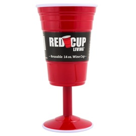 Reusable Red Plastic Wine Glasses with Stem, 14oz, Unique Heavy-Duty Drinking Glasses for Parties, Durable Champagne Flutes, Cute Sturdy Big Grip Cups Stem Glass for Wine, Elegantes Copas De Vino