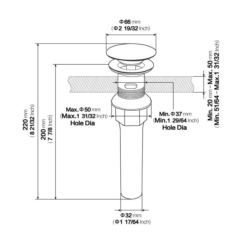KAIYING Pop Up Drain, Bathroom Sink Drain Stopper with Overflow,