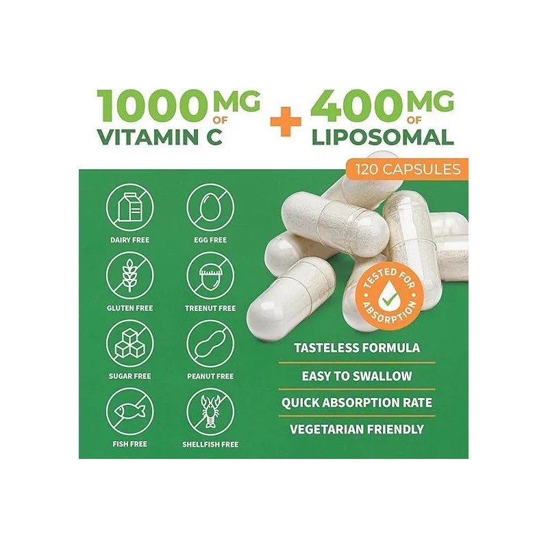 Forest Leaf Liposomal Vitamin C 700 mg (120 Capsules, Unflavored)