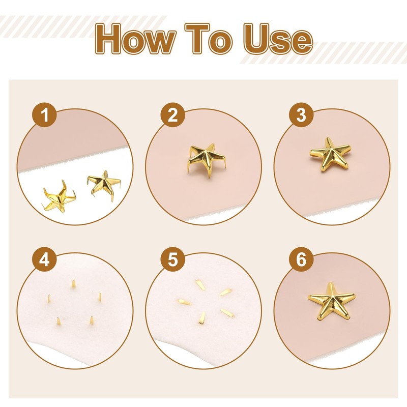sourcing map 150PCS 10mm Metal Star Studs Claw Small 5-Claw