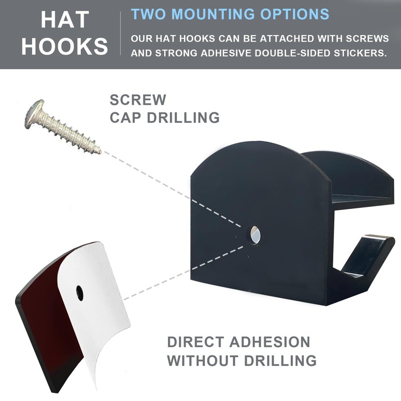 BIUFANTASI Adhesive Hat Hooks for Wall (20-Pack) No Drilling Caps