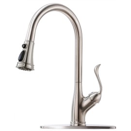 APPASO Single Handle Pull Down Kitchen Faucet with Sprayer, Stainless Steel Brushed Nickel High Arc Single Hole Pull Out Spray Head Kitchen Sink Faucet with Escutcheon