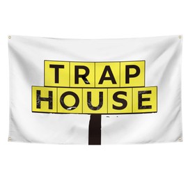 Trap House Flag 3 x 5 Feet Polyester Banner Dorm Banner with Four Brass Grommets for College Party Indoor and Outdoor Decorations