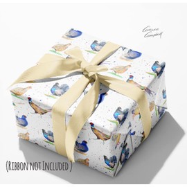 Bird gift wrap: pheasant and country bird recycled and recyclable gift wrap - 2 sheets and 2 pheasant gift tags