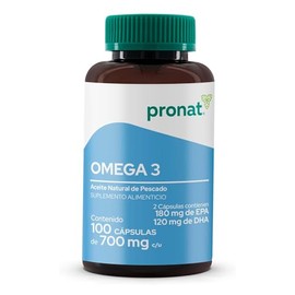 PRONAT | Omega 3, Suplemento Alimenticio, 100 cápsulas con Aceite Natural de Pescado, 180 mg de EPA y 120 mg de DHA