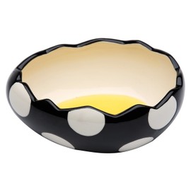 CG 62677 6.5" Black and White Polka Dot Cracked Egg Shell Shaped Small Bowl