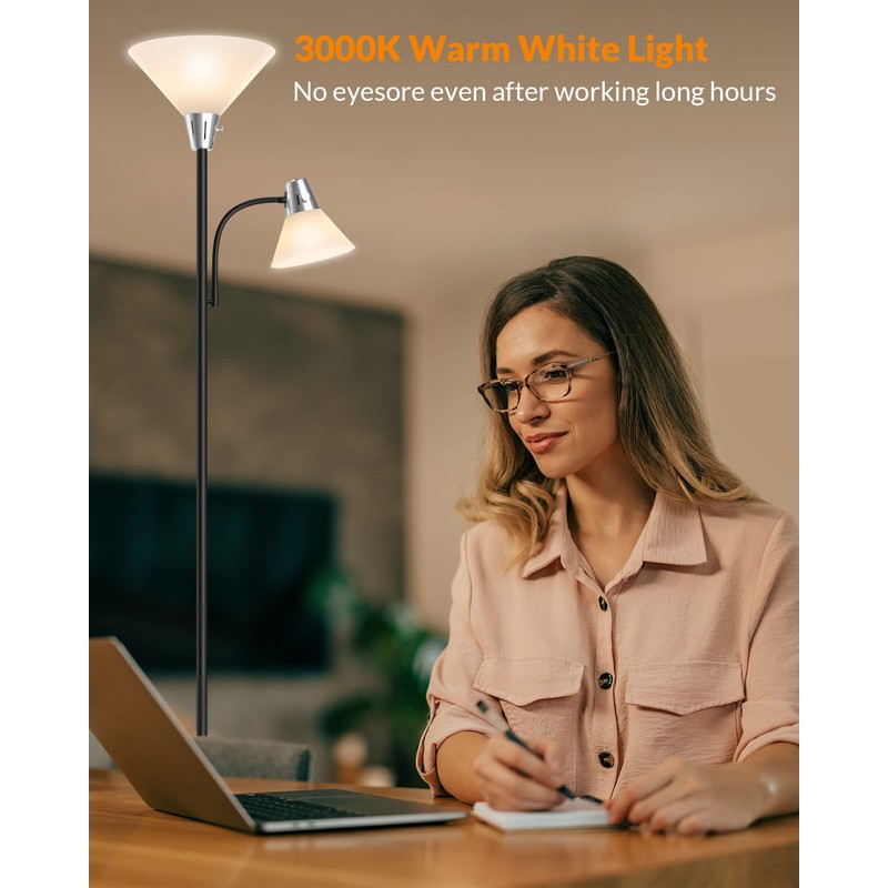 LEPOWER Floor Lamp, Standing Lamp Replaceable 3000K Energy-Saving, Lamp for