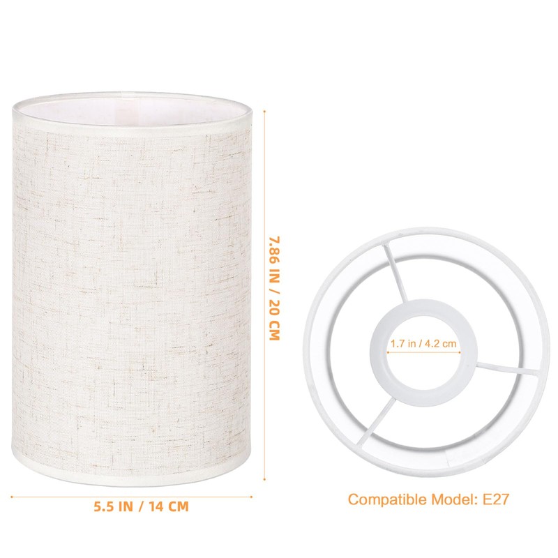 TOVINANNA Fabric Drum Lampshade, Cylindrical Desk Lamp Shade, Linen Bedside