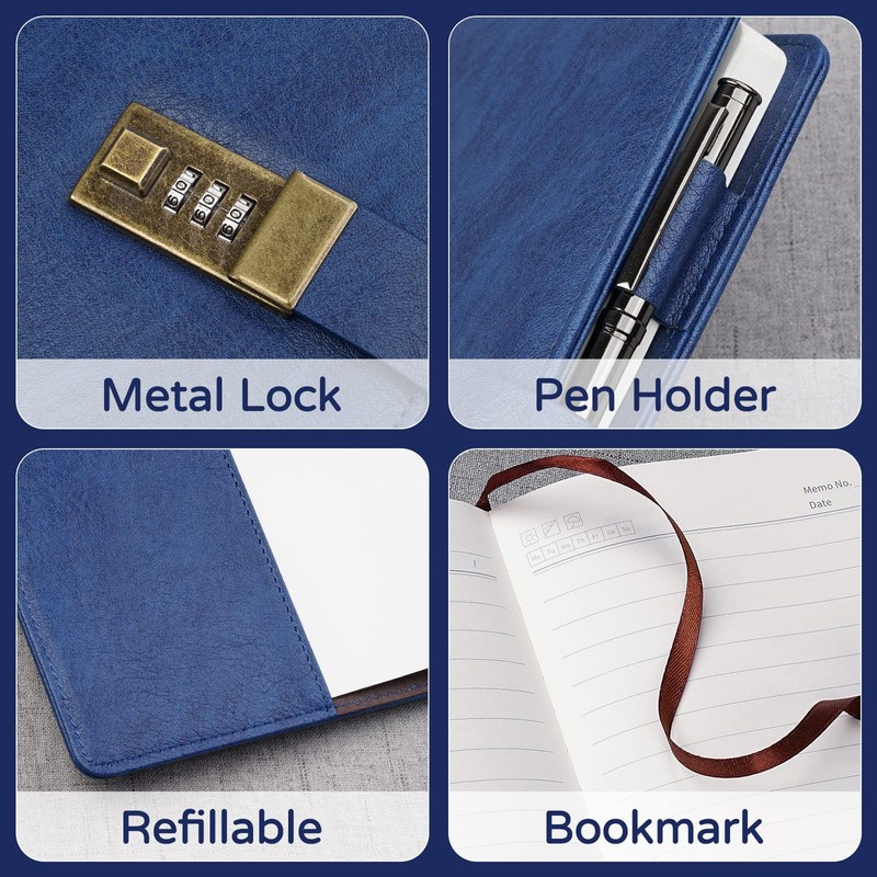 WEMATE Diary with Lock, A5 Journal with Lock 240 Pages,