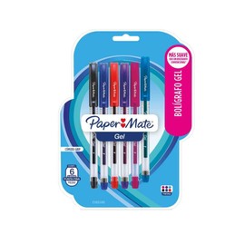 Bolígrafos De Gel Paper Mate 6 Pzas Punta Fina 0,6 mm Colores Surtidos