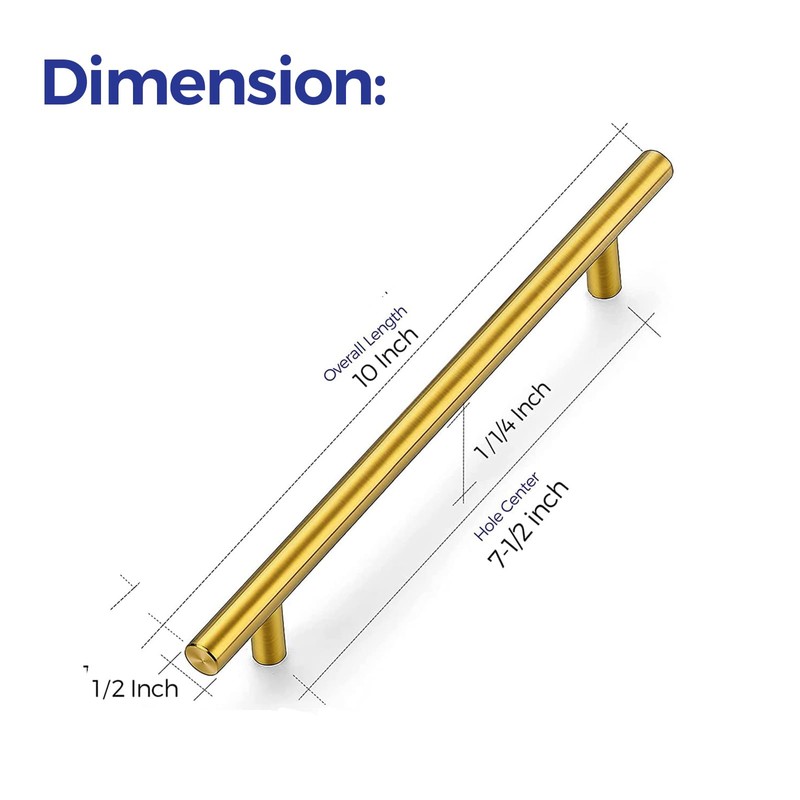 Ravinte 10 Inch Cabinet Handles Brushed Brass Drawer Pulls Stainless