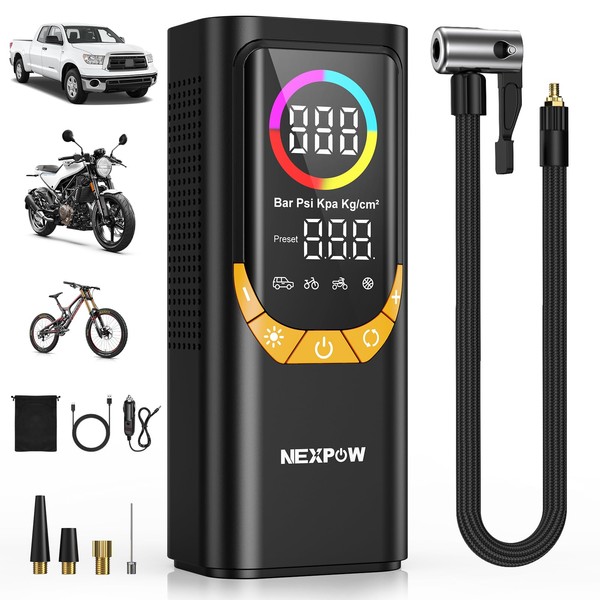 NEXPOW NP17 Portable Air Compressor, 150 PSI Digital Tire Inflator,