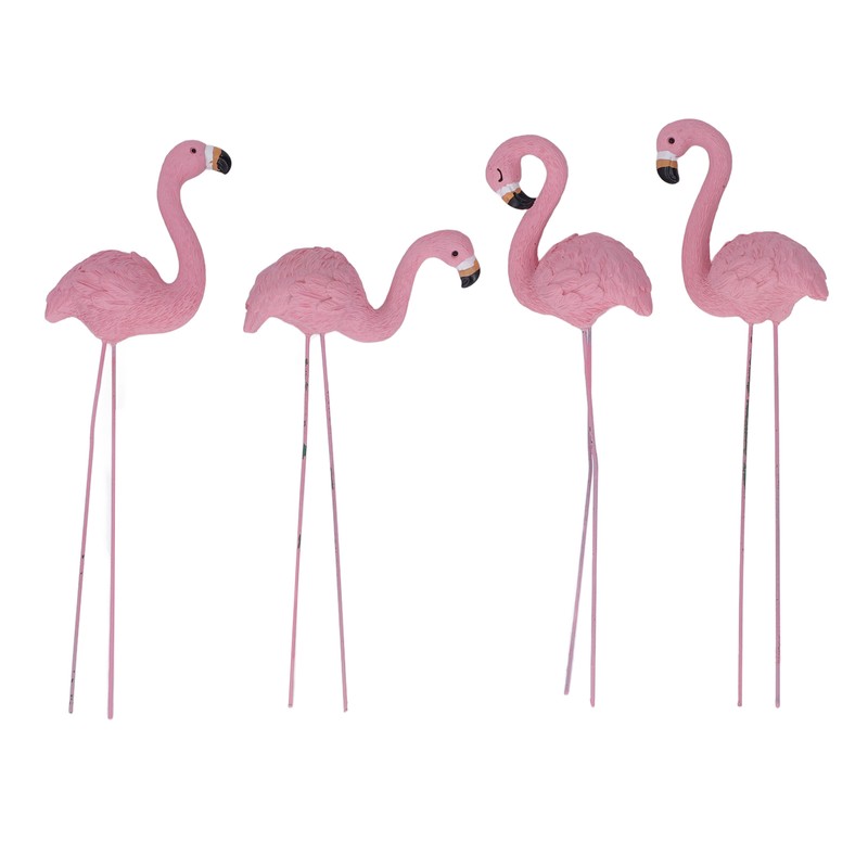 4 Pcs Pink Flamingo Garden Statue Fine Details Stylish Vivid