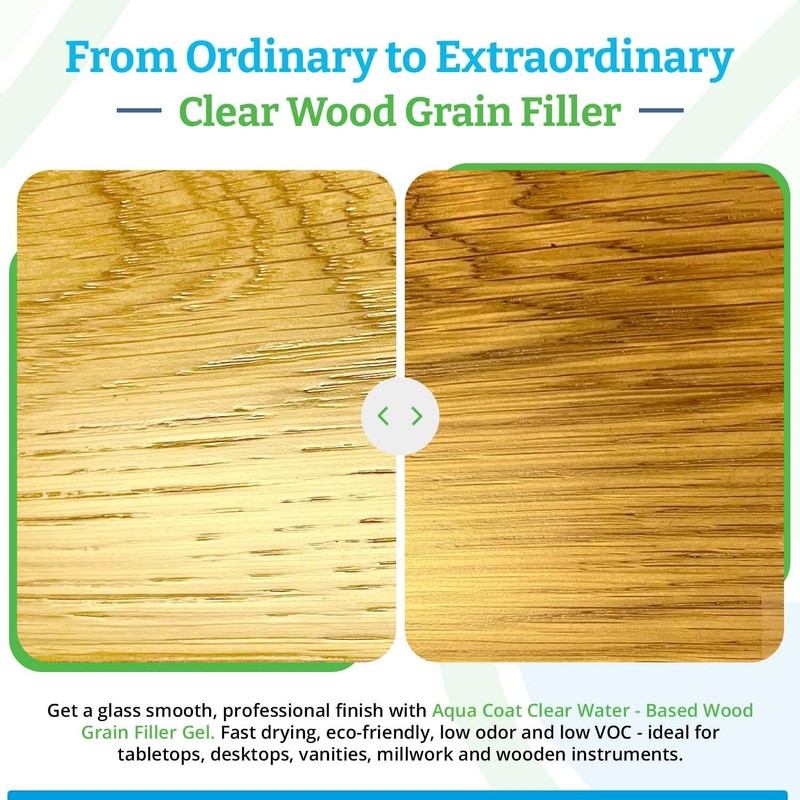 Aqua Coat Water-Based Clear Wood Grain Filler Gel, Fast-Drying, Low