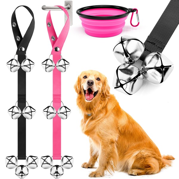 JODGERUN 2 Pcs Dog Doorbells + 1 Bowl Set -