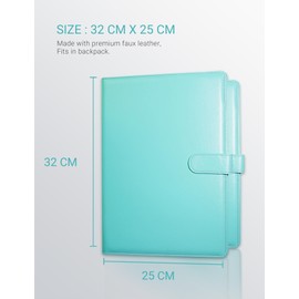 Folder Clipboard Folder A4 Clipboard A4 Writing Case Leather Clipboard Folder with Clipboard Kladde (Pale Turquoise)