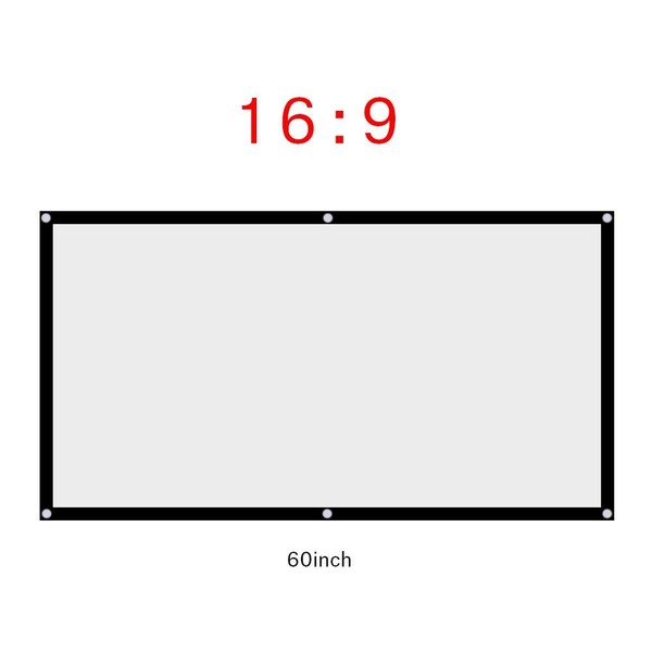 16:9 White Projection Screen, 60-120 Inch Portable Foldable Non-Crease Projector