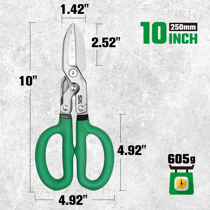 SK 10" Compound Action Tin Snips, Metal Shears with Forged