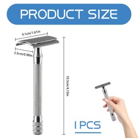 Double Edge Safety Razor for Men, Silver Traditional Classic Safety Razor for Women Men, Aluminum Alloy Metal Manual Razor Reusable Razor with Long Handle for Hair Removing (No Blades Included)