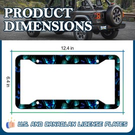 HCSS 2PCS Blue Butterfly License Plate Frames, Beautiful Butterflies Aluminum Metal License Plate Holder Covers, Rust-Proof Waterproof Car Decorative Tag Frames for Standard US 12x6 Inch