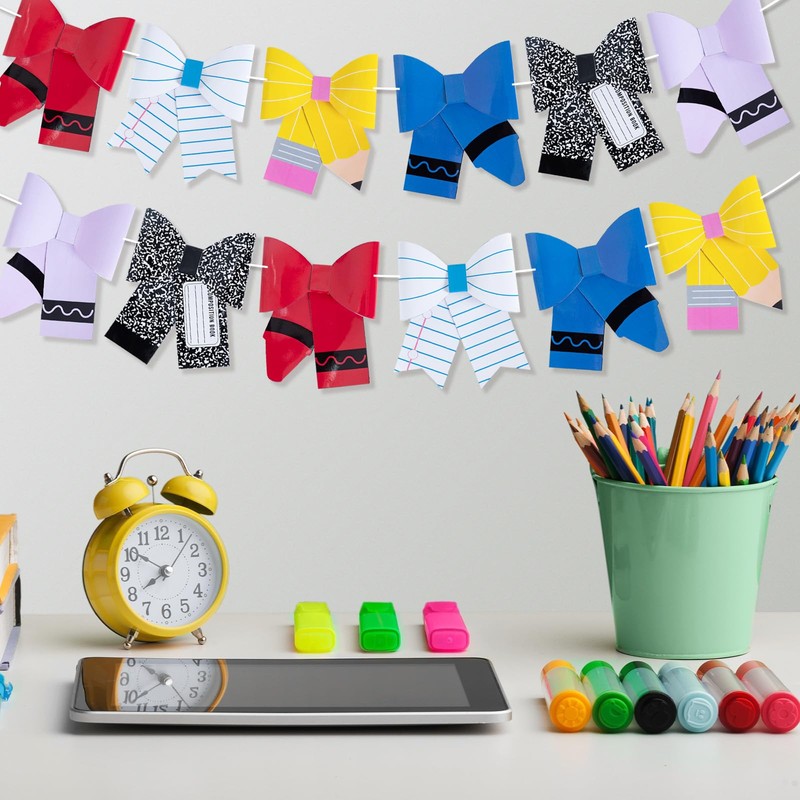 2 Pcs 16.4 Ft Back to School Bow Garland Banner