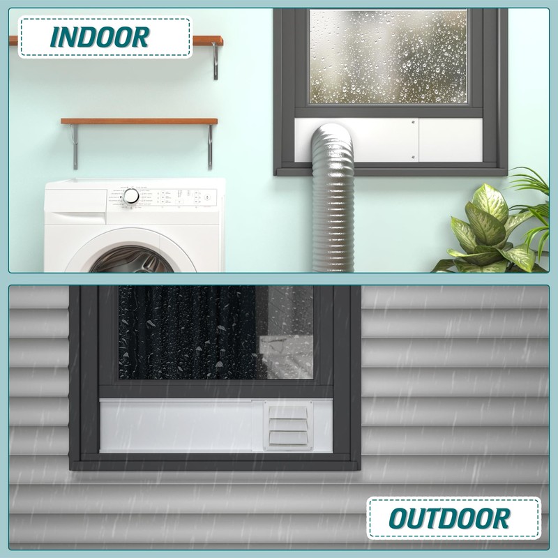 Daisypower Dryer Vent Window Kit, Adjustable Window Vent Kit with