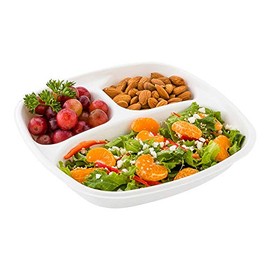 Restaurantware Pulp Tek 15 Ounce Bagasse Plates 100 Salad Plates - Lids Sold Separately 3 Compartments White Bagasse Plates Reinforced Rim Sturdy Microwavable For Salads Or More