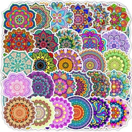 AUCEKO Pack of 50 Mandala Stickers Pack Mandala Sticker Set Waterproof Vinyl Stickers for Laptop Children Cars Motorcycle Bicycle Skateboard Luggage Suitcase Computer Sticker Graffiti Decal