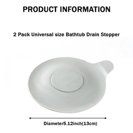 2Pcs Silicone Bathtub Stopper,Universal Sink Plug Bathtub Drain Stopper for Bath Tub Wash Basin Kitchen Sink(Grey,5.1Inch)