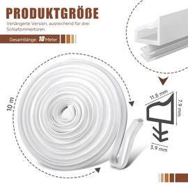 Door Seal 10 m White for Room Doors & Door Frames, Rubber Seal for Sound Insulation and Draught Excluder, Door Frame Seal Made of TPE for Wooden Frames and Interiors, Moisture Resistant