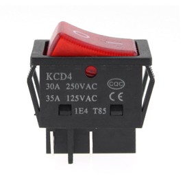 4pcs 30A 250V KCD2 KCD4 Rocker Switch DPST 4-pin Red Illuminated 120V Rocker Toggle Switch Open Close Heavy-Duty T125