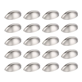 Probrico 20 Pack Cabinet Bin Cup Drawer Handles Pulls Kitchen Cabinet Door Hardware Satin Nickel 3 Inch(76mm) Hole Center Semicircle Cup Dresser Closet Furniture Door Pulls