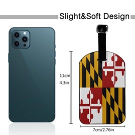 Zoczos Maryland State Flag Travel Bag Tag State Banner Patriotic PU Leather Name ID Labels with Privacy Cover for Men Women Suitcase, 1 Pack